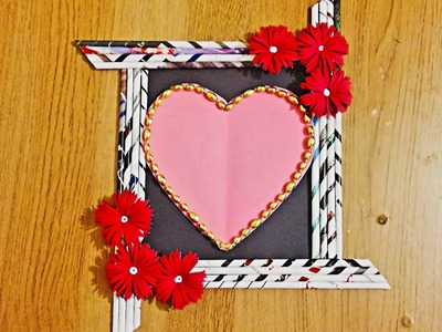 Newspaper photo frame.DIY home decoration idea.best out of waste