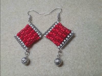 Ohrringe.Earrings "Red Pillow" 2-Drop-Peyote Tutorial