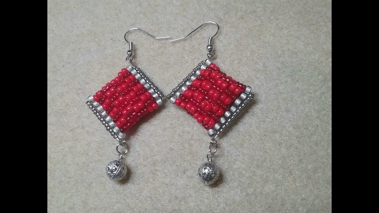 Ohrringe.Earrings "Red Pillow" 2-Drop-Peyote Tutorial