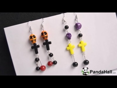 PandaHall Video Tutorial on Halloween Skull Earrings