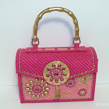 gold and pink bag