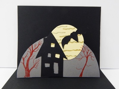 Pop up Halloween card with bats house moon DIY Scrapbooking Halloween Karte