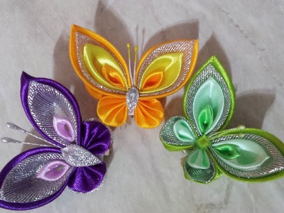 Satin ribbon butterfly. decoration. tutorial