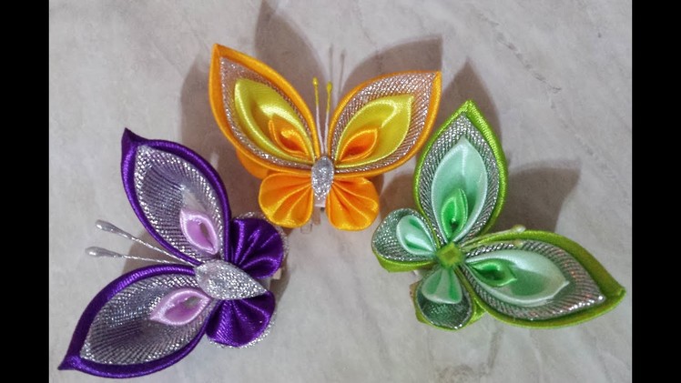 Satin ribbon butterfly. decoration. tutorial