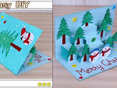 Very Easy ! DIY 3D Christmas Pop Up Card - How to make Christmas tree Card at Home | Craft