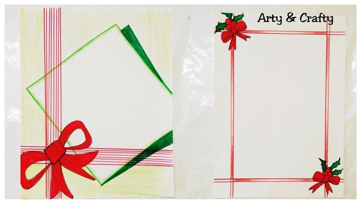 Christmas | Border Design on Paper | Practical Khata Design | File Decoration Idea by Arty & Crafty