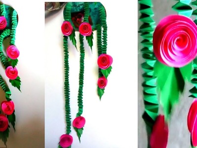 Colour paper wall hanging flowers | simple hanging paper flowers || paper crafts all