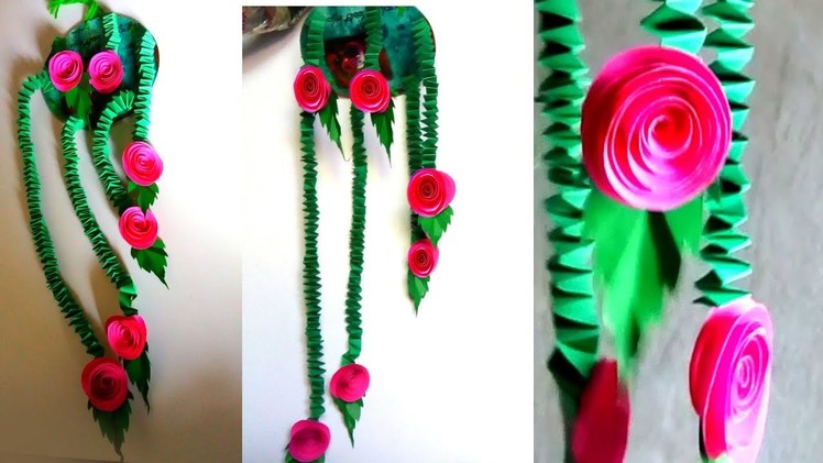 Colour paper wall hanging flowers | simple hanging paper flowers || paper crafts all