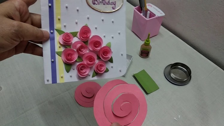 Easy & quick paper rose flower greeting card