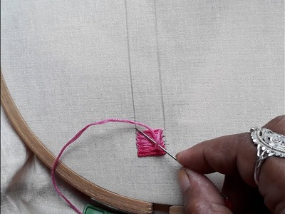 Hand embroidery Braid stitch or cable plait stitch