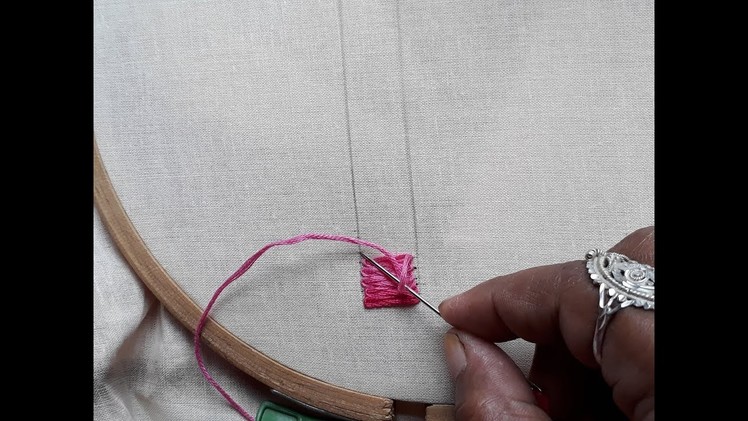 Hand embroidery Braid stitch or cable plait stitch