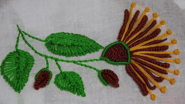 Hand Embroidery : Brazilian Embroidery : Cast on Stitch & Bullion Stitch