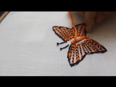 Hand embroidery butterfly stitching desing | butterfly hand embroidery tutorial