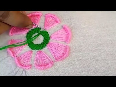 Hand Embroidery. Button hole Flower stitch. Mom Embroidery
