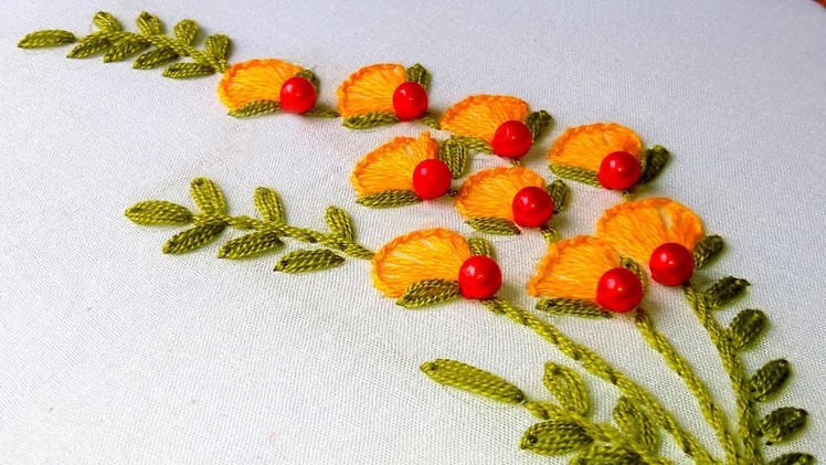 Hand embroidery : buttonhole stitch | flower design .