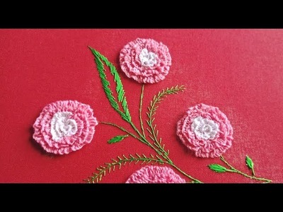 Hand Embroidery: Carnation flower#4