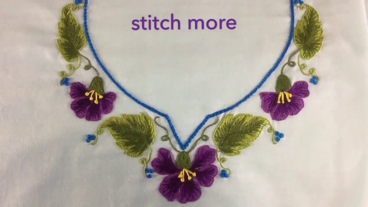 Hand embroidery easy stitch Neckline embroidery Buttonhole stitch design
