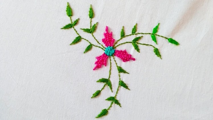 Hand embroidery flower design pattern | embroidery for beginners | embroidery for dress