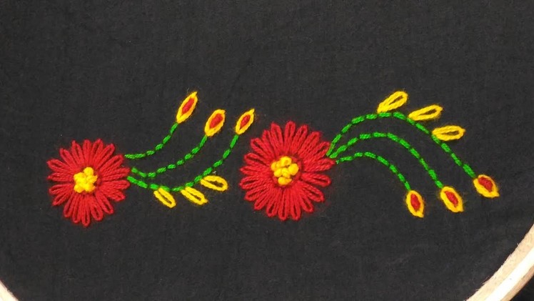 Hand embroidery flower design, Embroidery border neck design,