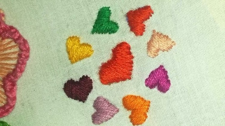 Hand Embroidery For Beginners | satin Stitch | Heart shape
