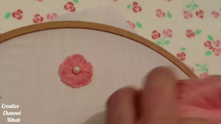 Hand Embroidery ice cream stick flower trick  الطرز باليد