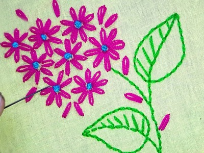 Hand Embroidery : lazy daisy stitch | flower design.