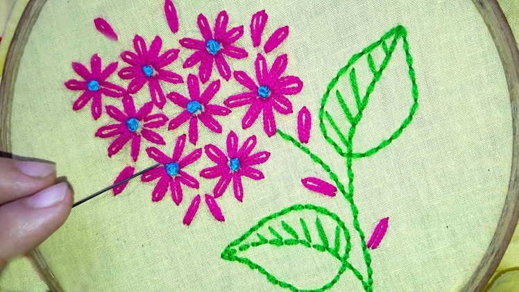 Hand Embroidery : lazy daisy stitch | flower design.