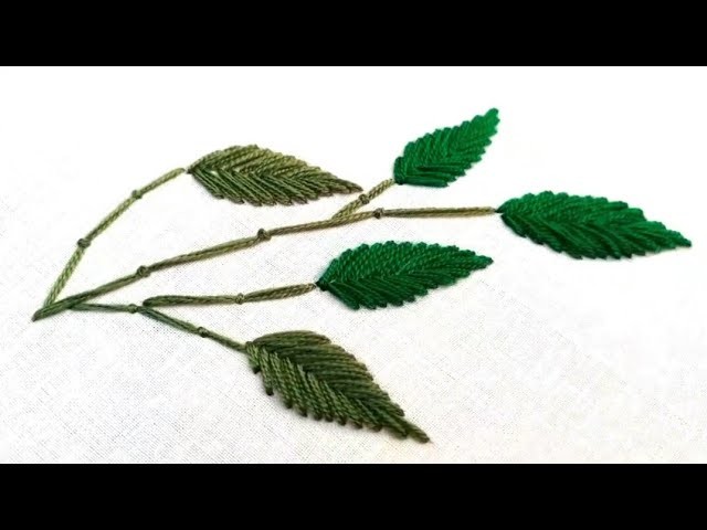 Hand Embroidery leaf tutorial. Mom Embroidery