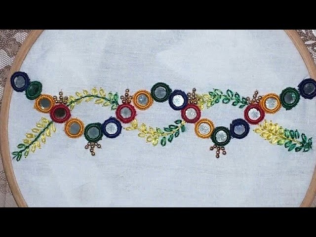 Hand embroidery : Mirror work border design