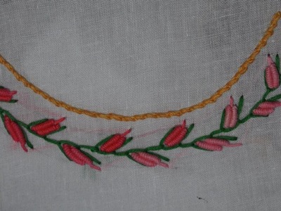 Hand Embroidery : Neckline Embroidery : Simple Brazilian Embroidery Tutorial
