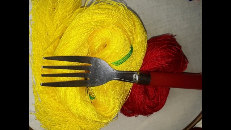 Hand embroidery New trick with fork | Embroidery with fork