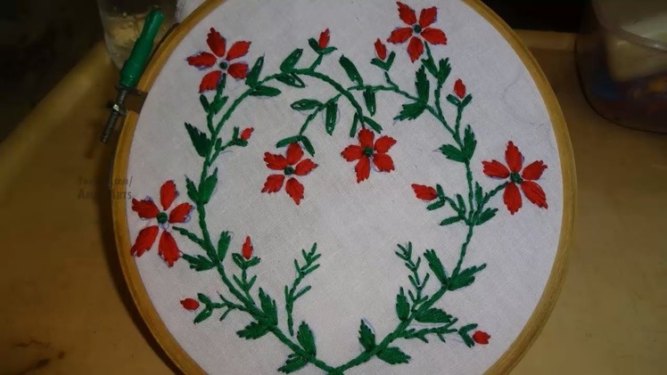 Hand Embroidery Satin and Stem Stitch by Amma Arts
