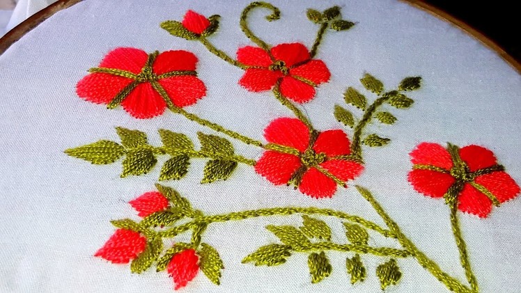 Hand Embroidery - Satin Stitch | nakshi katha design.