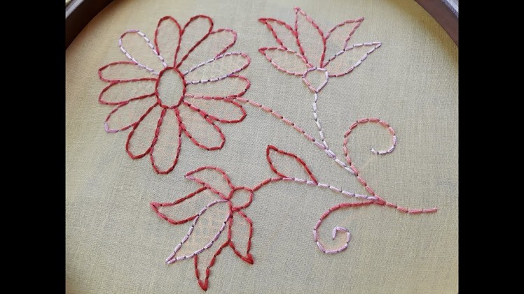 Hand embroidery Shadow work design | Embroidery design shade stitch tutorial