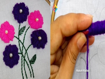 Hand embroidery tricks flower design.