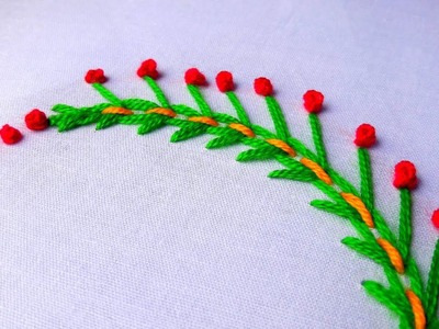 Hand Embroidery : Wheatear stitch .