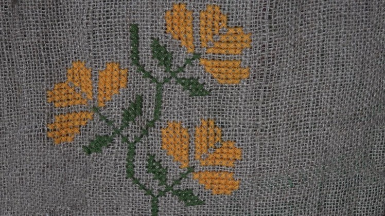 Hand Embroidery Work : Cross Stitch Embroidery : Flower Embroidery