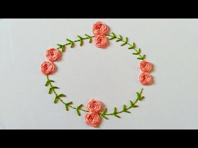 Hand Embroidery | Woven wheel stitch flower design | Bullion stitch leaf | hand work embroidery.