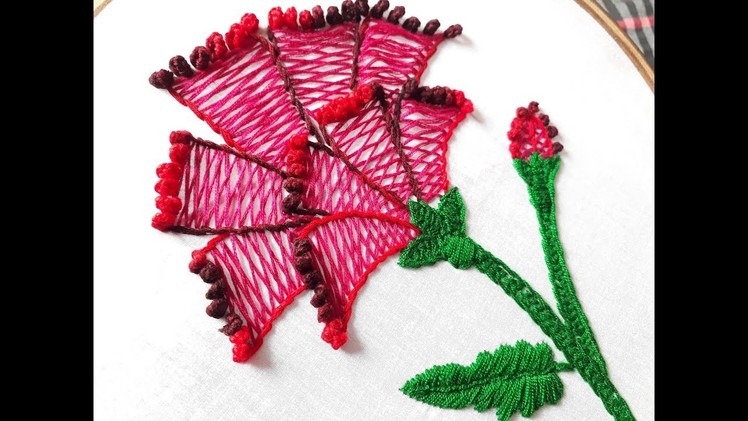Herrinbone stitch flower design | Hand embroidery designs