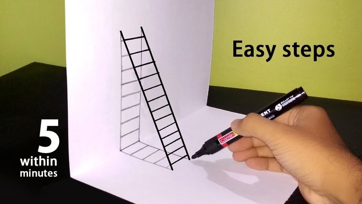 How to Draw a 3D Ladder within 5 Minutes Easy steps