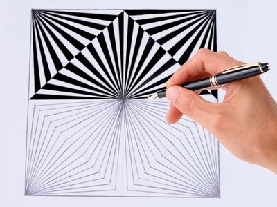 How To Draw Geometric Square Design ! 3d Drawing Design ! Optical illusion ! 3d Drawing trick
