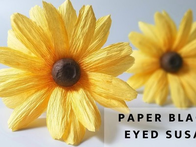 How to make paper daisy flower Black- eyed Susan- Crepe paper flower tutorial Easy