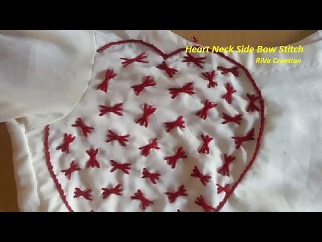 Neck Side Heart Design | Bow Stitch | Hand Embroidery Stitches(Gujarati)