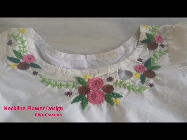 Neckline Flowers Design | Hand Embroidery Stitches(Gujarati)