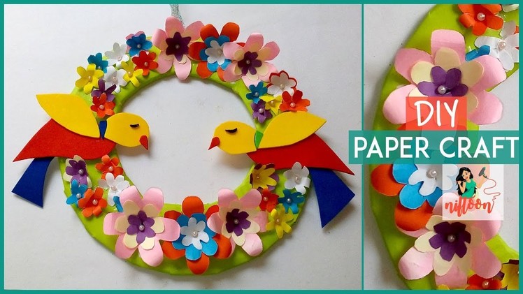 Paper Birds and Flowers Window Garland | paper flower wall decor | paper flower wall hanging