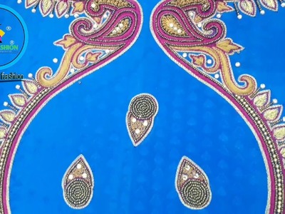 Peacock Blouse Design Aari Stitch pattern Hand Embroidery work beginners Saniya fashion