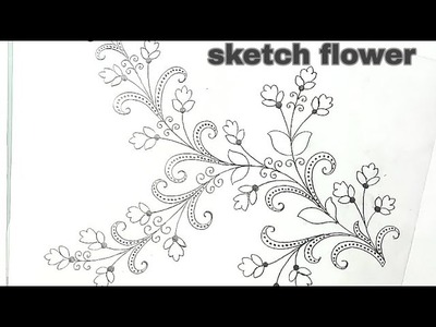 Pencil drawing flowers || flower drawing || hand embroidery designs
