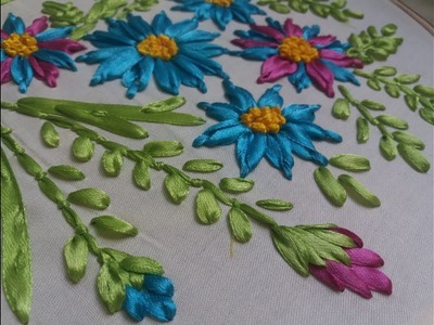 Ribbon Stitches-hand embroidery.Ribbon embroidery tutorial.Ribbon embroidery design 2018