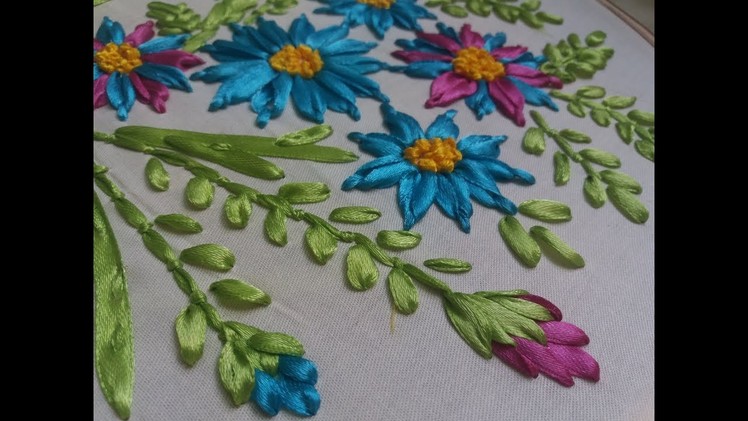 Ribbon Stitches-hand embroidery.Ribbon embroidery tutorial.Ribbon embroidery design 2018