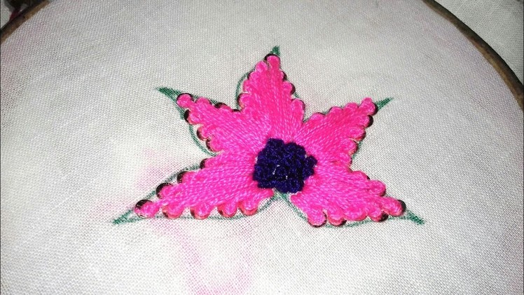 হাতের সেলাই এর কাজ.Hand embroidery flower